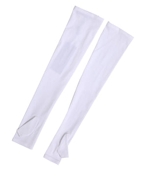 Dolce & Gabbana White Nylon Fingerless Elbow Length Mitten Gloves