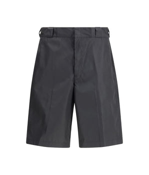 Prada Black Recycled Polyamide Bermuda Shorts