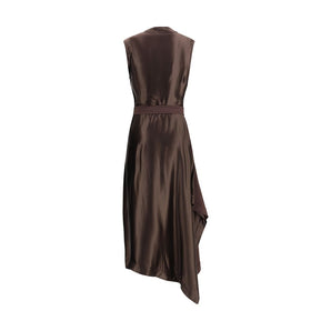 Asymmetric Ferragamo dress made from stretch viscose cady