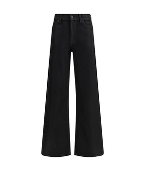 7FOR Black Cotton Flared Jeans