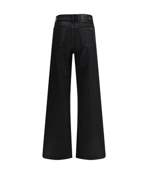 7FOR Black Cotton Flared Jeans