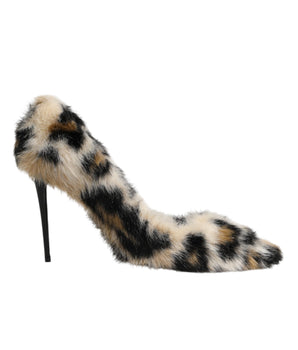 Dolce & Gabbana Brown Fur Leopard High Heels Pumps Shoes