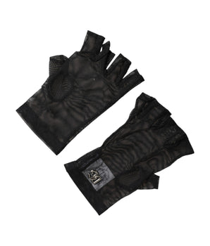 Dolce & Gabbana Black Nylon Wrist Length Fingerless Mitten Gloves