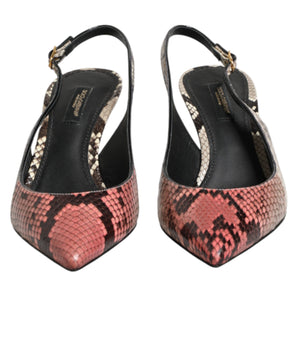 Dolce & Gabbana Multicolor Leather Heels Slingback Shoes