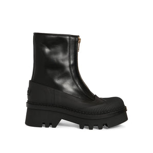 Chloé Black Calfskin Lace-Up Boots