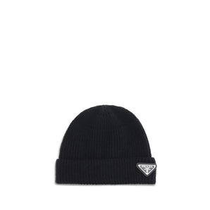 Prada Black Fleece Wool Beanie