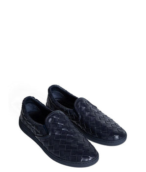 Bottega Veneta Blue Calfskin Low Top Sneakers
