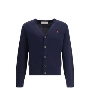 Ami Paris Blue Merino Wool Cardigan