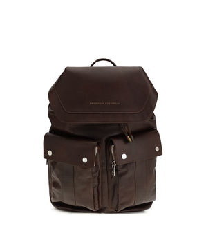 Brunello Cucinelli Brown Calf Leather Bos Taurus Backpack