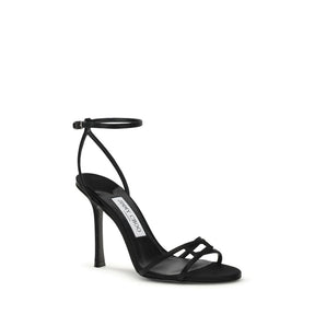 Jimmy Choo Black Calf Leather Bos Taurus Stiletto Heel Sandals