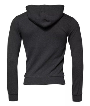 Dolce & Gabbana Gray Logo Full Zip Hooded Sweatshirt Sweater