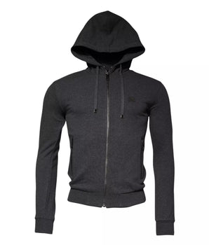 Dolce & Gabbana Gray Logo Full Zip Hooded Sweatshirt Sweater