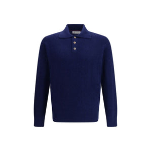 Brunello Cucinelli Blue Cashmere Polo Shirt