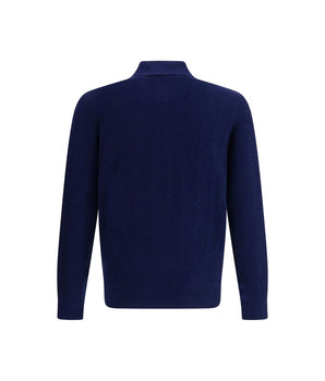 Brunello Cucinelli Blue Cashmere Polo Shirt