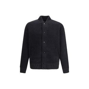 Laneus Black Merino Wool Bomber