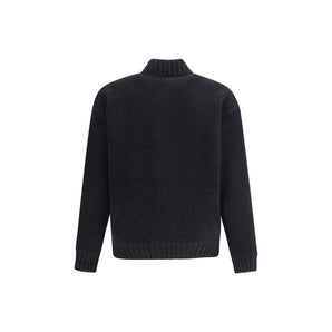 Laneus Black Merino Wool Bomber