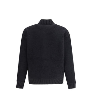 Laneus Black Merino Wool Bomber