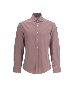 Brunello Cucinelli Red Cotton Pattern Shirt