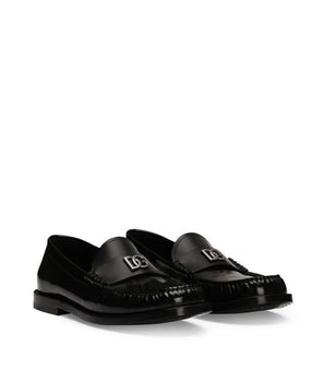 Dolce & Gabbana Black Calfskin Slip-On Loafers