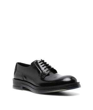 Alexander McQueen Black Calfskin Oxfords And Derbies