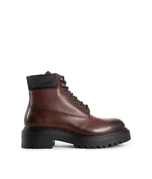 Prada Brown Calfskin Lace-Up Boots