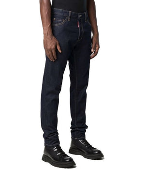 Dsquared² Blue Cotton Straight-Leg Jeans