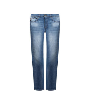 Versace Blue Cotton Straight-Leg Jeans