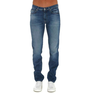 Versace Blue Cotton Straight-Leg Jeans