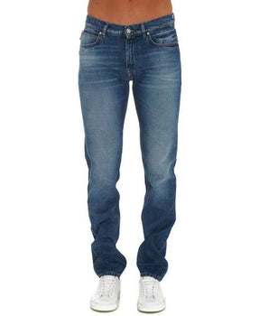Versace Blue Cotton Straight-Leg Jeans