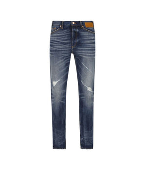 Palm Angels Blue Cotton Straight-Leg Jeans