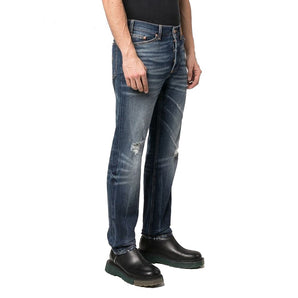 Palm Angels Blue Cotton Straight-Leg Jeans