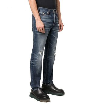 Palm Angels Blue Cotton Straight-Leg Jeans