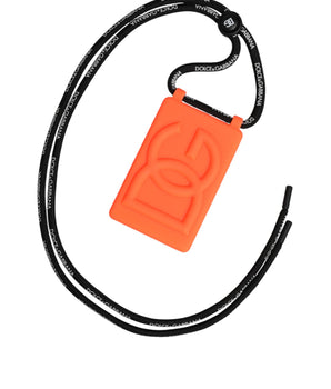 Dolce & Gabbana Holder Neon Orange Rubber DG Embossed Adjustable Badge
