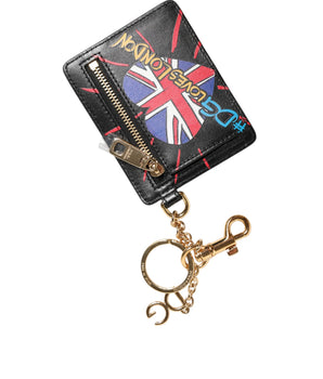 Dolce &amp; Gabbana Black Leather Cardholder Coin Case Keyring #DGLovesLondon