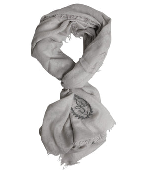 Dolce & Gabbana Gray Cashmere Knit Fringes Neck Foulard 67cm x200cm Foulard Scarf