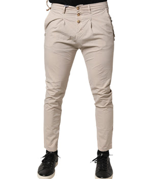 Daniele Alessandrini Beige Cotton Stretch Slim Fit Denim Jeans
