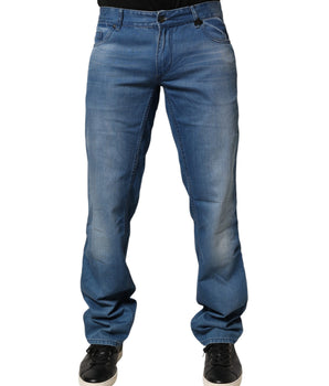 Verri Blue Washed Cotton Regular Fit Men Denim Trouser Jeans