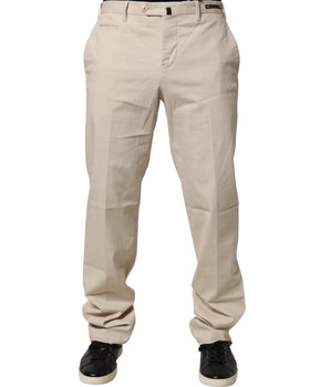 PT01 Beige Men Chino Mid Waist Straight Dress Trouser Pants