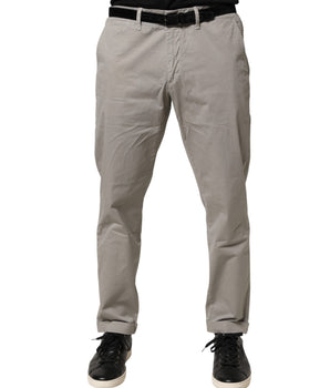 Jeckerson Gray Cotton Stretch Tapered Fit Men Chino Trouser Pants