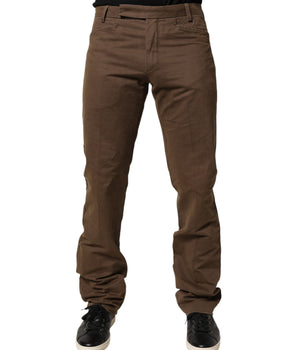 Exte Brown Straight Cut Mid Waist Chino Men Trouser Pants