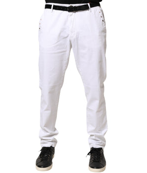 AGLINI White Skinny Fit Mid Waist Men Denim Trouser Jeans