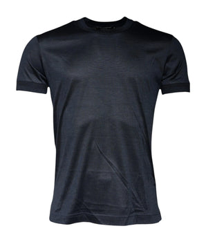 Dolce & Gabbana Blue Silk Crew Neck Short Sleeves Men T-shirt