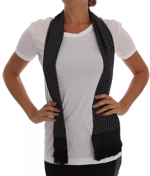 Dolce & Gabbana White Cotton Black Silk Scarf Top T-shirt