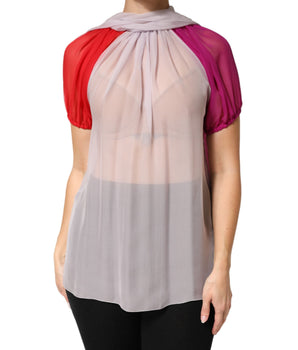 Dolce & Gabbana Multicolor Short Sleeves Silk Blouse Top