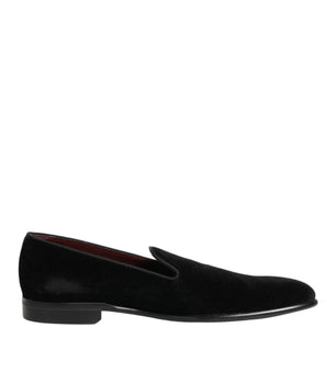 Dolce & Gabbana Black Leather Suede Slip On Loafer Dress Shoes