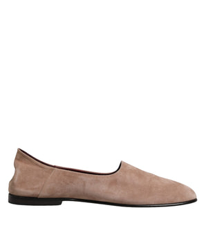 Dolce & Gabbana Beige Leather Suede Slip On Loafers Dress Shoes