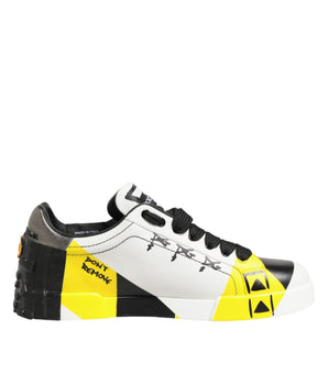 Dolce & Gabbana Multicolor Leather Graffiti Low Top Sneakers Shoes