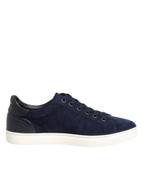 Dolce & Gabbana Blue Leather Suede Low Top Sneakers Shoes
