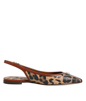 Dolce & Gabbana Brown Leopard Slingback Flats Sandals Shoes