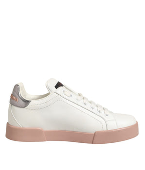 Dolce & Gabbana White Leather Sacred Heart Sneakers Shoes